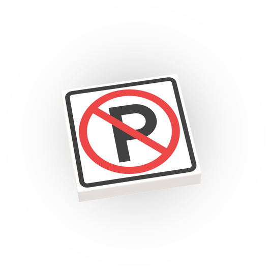 No Parking Street Sign - Custom Printed 2x2 Tile - Made Using LEGO® Parts
