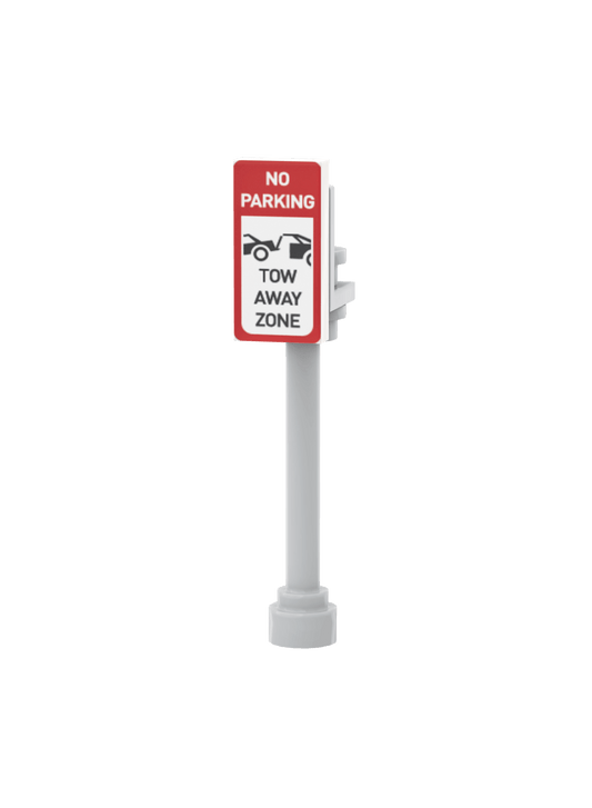 "Tow Away Zone" Sign & Post - Custom Printed - Made Using LEGO® Parts