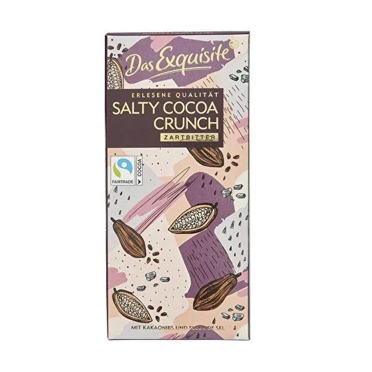 Das Exquisite Bitter Dark Chocolate Bar with Cocoa Nibs & Sea Salt - Indulge in Gourmet 100g Delight