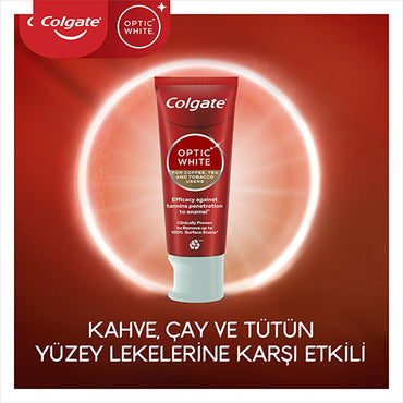 Colgate Optic White Whitening Toothpaste for Coffee & Tea Drinkers, Smokers - Gentle on Enamel, 2.54 fl oz