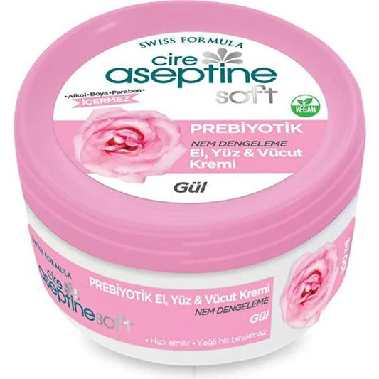 Cire Aseptine Soft Prebiyotik Moisturizing Cream with Vitamin E & Rose Extract - 3.38 fl oz