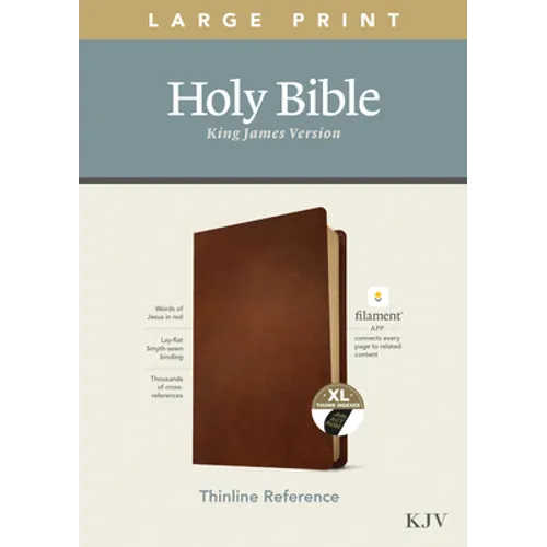KJV Large Print Thinline Reference Bible, Filament Enabled Edition (Red Letter, Genuine Leather, Brown, Indexed) - Leather