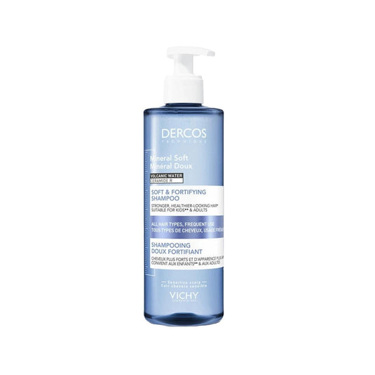 Vichy Dercos Mineral Soft Shampoo 400ml - Gentle, Mineral-Based Hair Care for Sensitive Scalps
