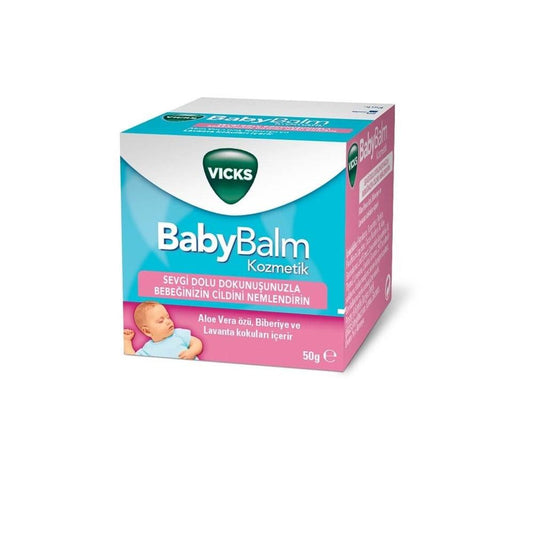 Vicks BabyBalm 50g - Natural Baby Skin Moisturizer with Aloe Vera & Lavender