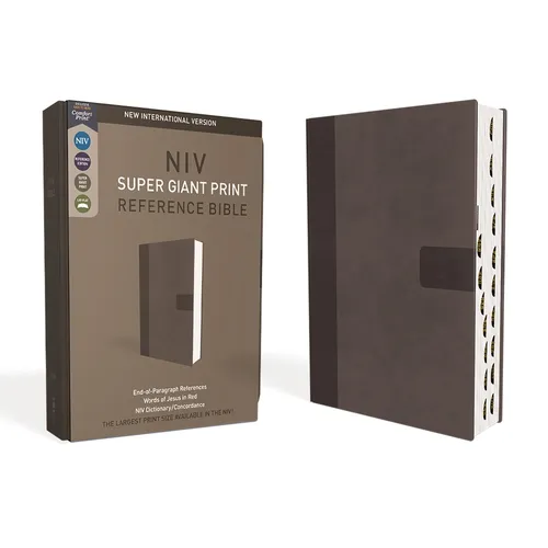 Niv, Super Giant Print Reference Bible, Leathersoft, Gray, Red Letter, Thumb Indexed, Comfort Print - Imitation Leather