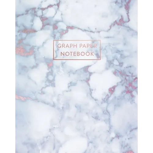 Graph Paper Notebook: Radiant Moonstone, White Grey Marble - 8 x 10 - 5 x 5 Squares per inch - 100 Quad Ruled Pages - Cute Graph Paper Compo - Paperback