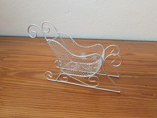 Wire Frame Sleigh from Unknown - Holiday Decor (Metal Tabletop Decor / Candy Dish, Modern, Minimalist, Glam, Silver)