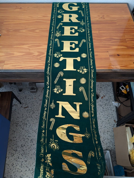 Felt and Foil Banner from Unknown - Holiday Decor (Felt, Foil Table Runner / Banner, Traditional, Vintage, Green, Gold)
