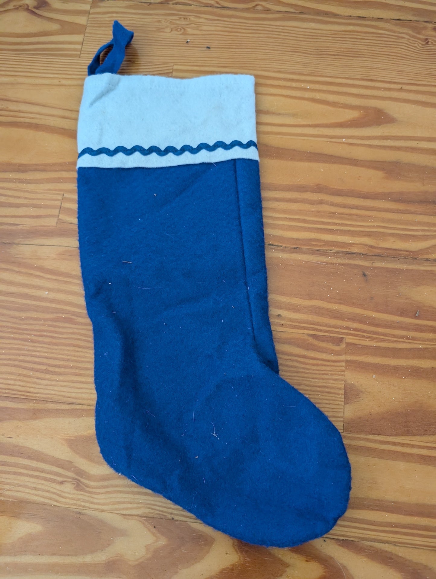 Blue Felt Stocking from Unknown - Linens (Felt, Ribbon Stocking, Traditional, Kids, Blue, Light Blue)