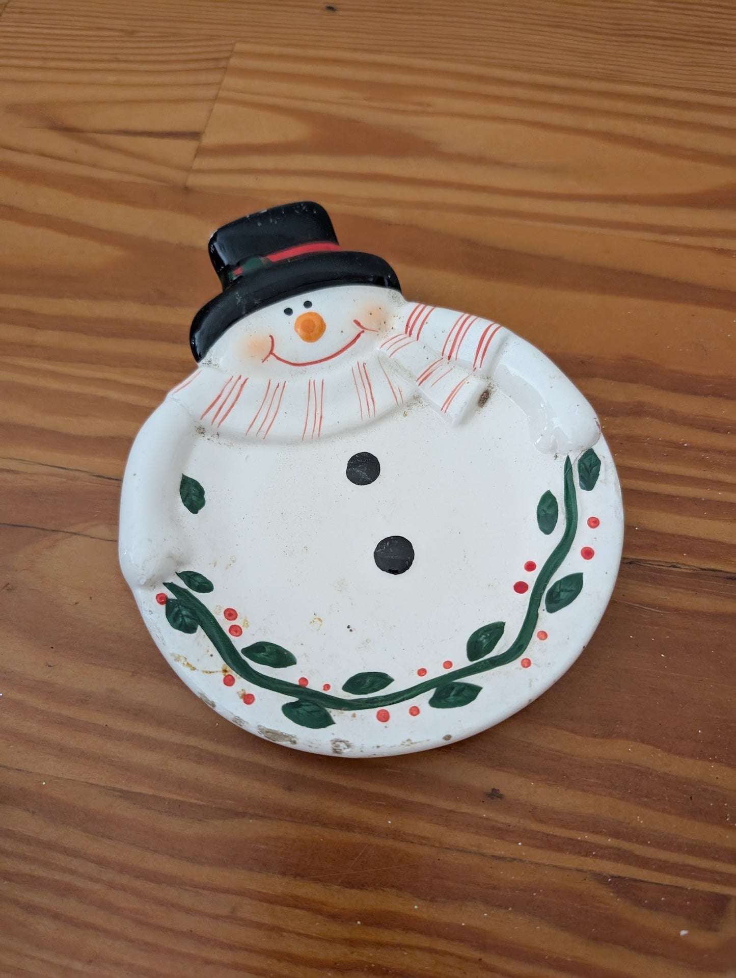 Snowman Spoon Rest from Unknown - Tabletop (Ceramic Kitchenware, Traditional, Farmhouse, White, Black, Green, Red)