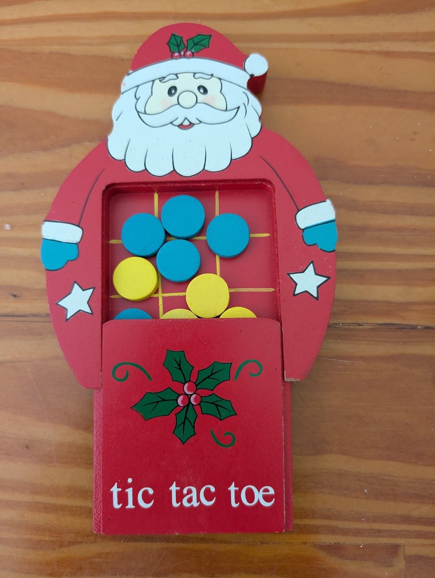 Santa Tic-Tac-Toe Game from Unknown - Toys & Games (Wood Game / Toy, Kids, Traditional, Red, White, Blue, Yellow)
