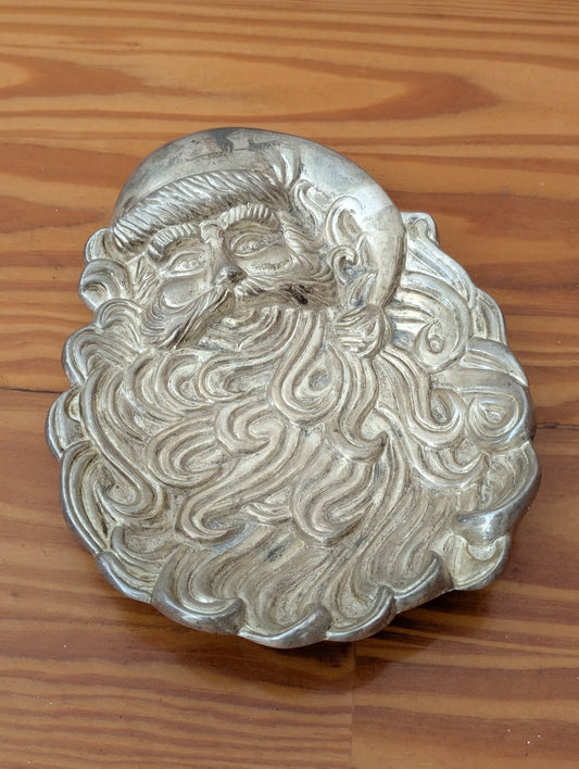 Metal Santa Face Dish from Unknown - Holiday Decor (Metal Tableware / Decor, Traditional, Vintage, Silver)