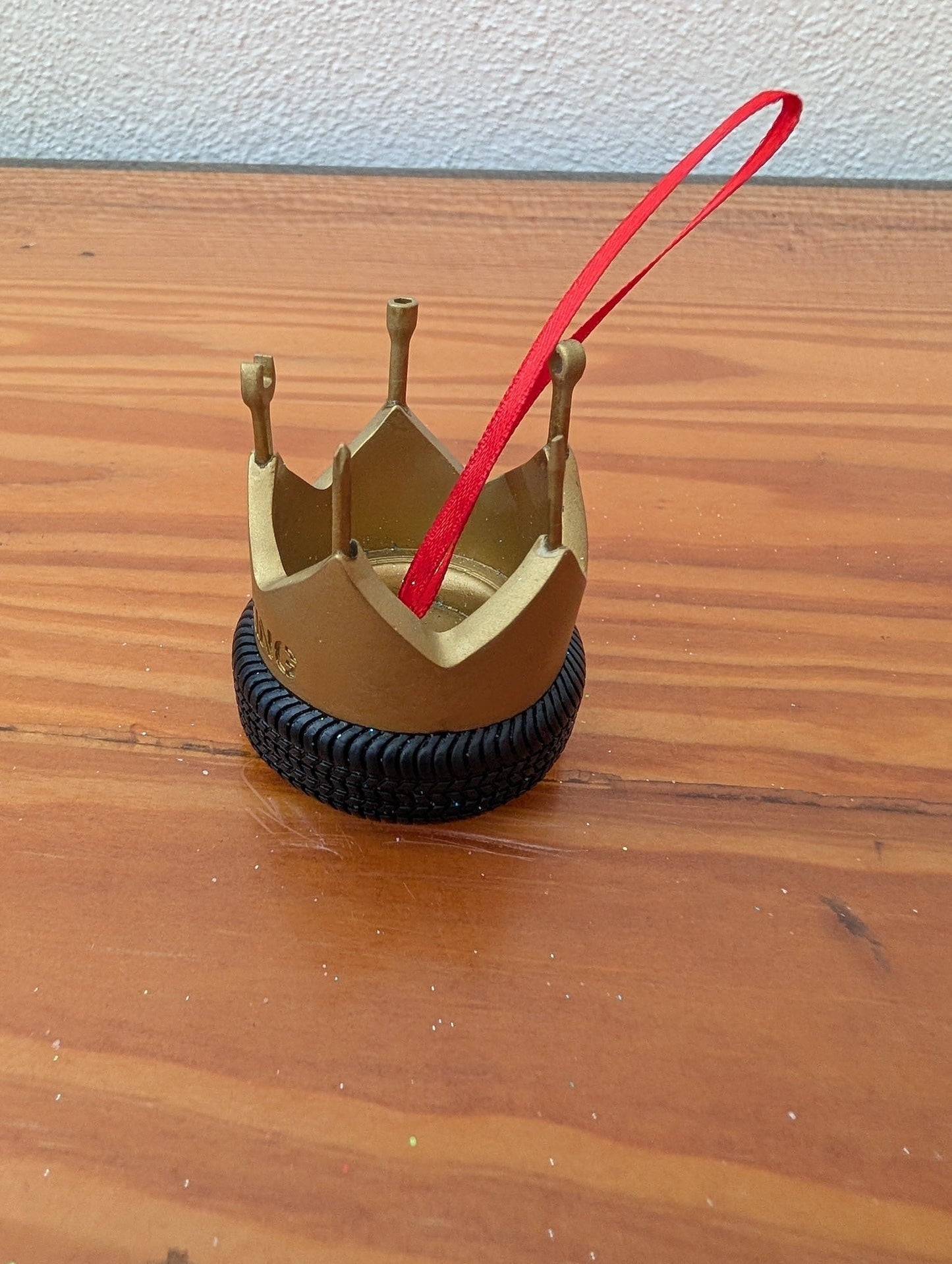 Crown on Tire Ornament from Unknown - Ornaments (Plastic or Resin Ornament, Novelty, Hobby, Gold, Black)