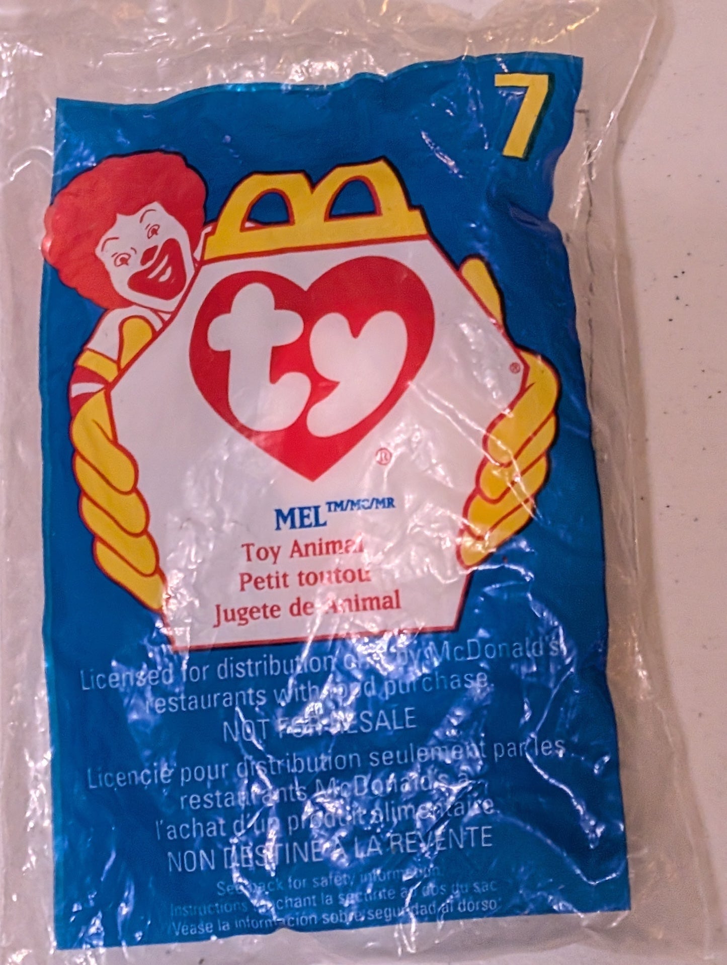 Mel - McDonald's / Ty Teenie Beanie Baby (Brown, White, 1996, Plush Toy, Vintage, Stuffed Animal, Retired)