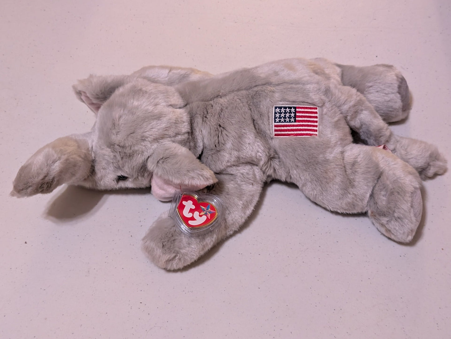RIGHTY the Elephant Ty Beanie Buddy 17" with Tail U.S.A. America Republican (MWMT, Vintage, Retired, with Tag, VTG, Stuffed Animal, Plush, Toy)