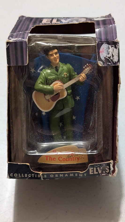 Elvis "The Country" Collectible Ornament from Unknown - 1993 Collectible (Resin, Plastic, Cardboard Ornament, Christmas, Holiday, Green, Brown, Blue, Collectable, Vintage, Original)