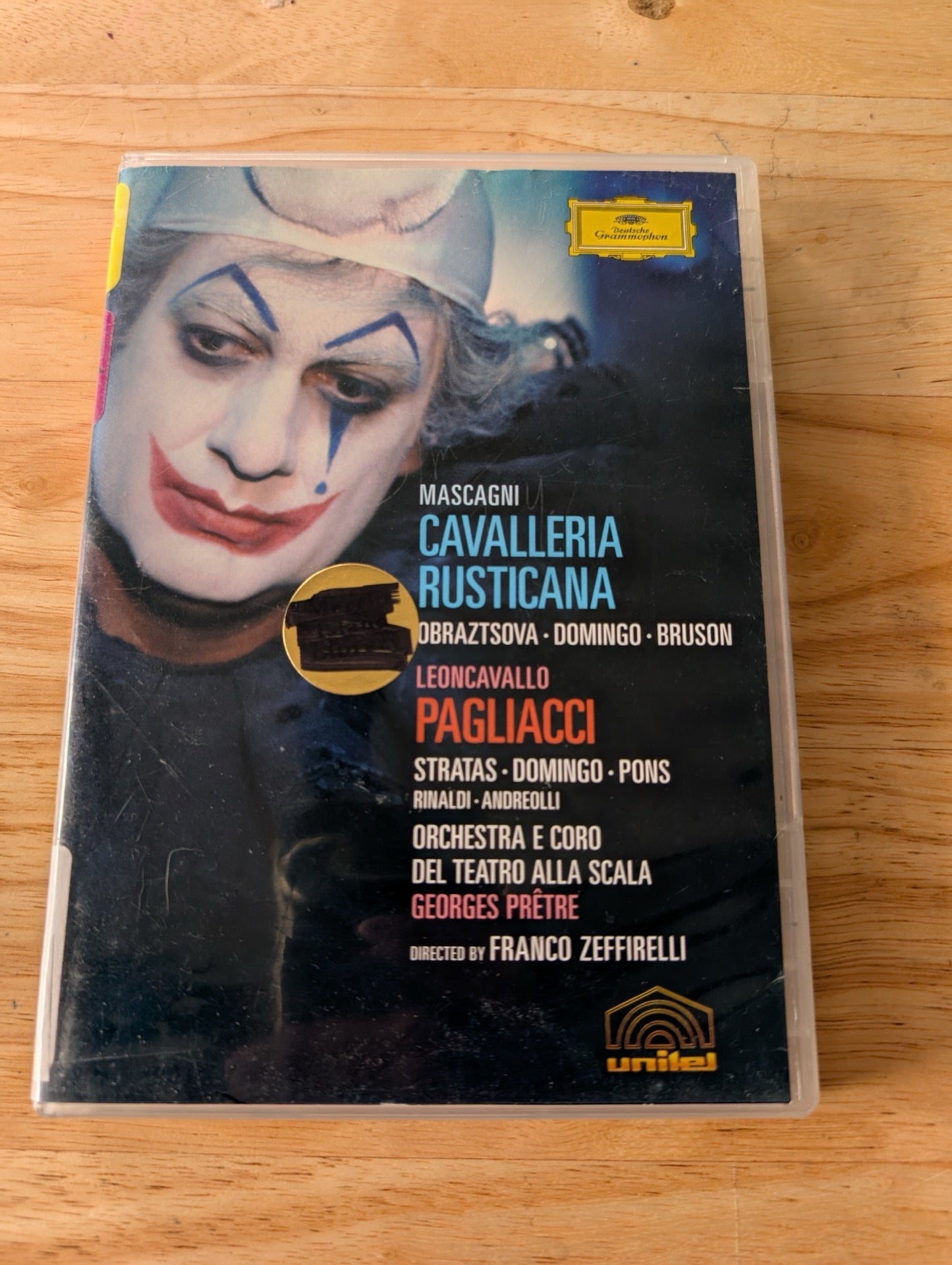 Cavalleria Rusticana / Pagliacci (DVD, 1982, Not Rated) Plácido Domingo, Elena Obraztsova, Renato Bruson, Cavalleria Rusticana Pagliacci, Zeffirelli opera, Placido Domingo Canio, La Scala opera film, watch Pagliacci