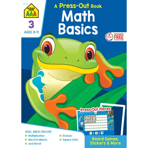 School Zone Math Basics Grade 3 Press-Out Workbook - Paperback