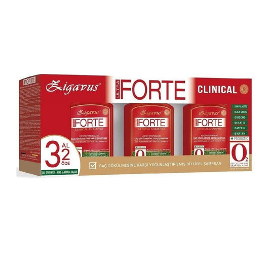 Zigavus Ultra Forte Shampoo 3-Pack for Dry & Normal Hair - Hair Loss Treatment with Saw Palmetto & Keratin