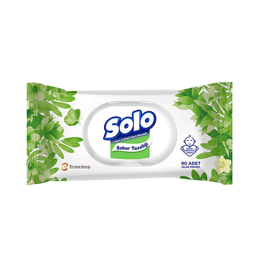 Solo Wet Wipes 90 Count - Convenient Cleaning Wipes with Plastic Cap