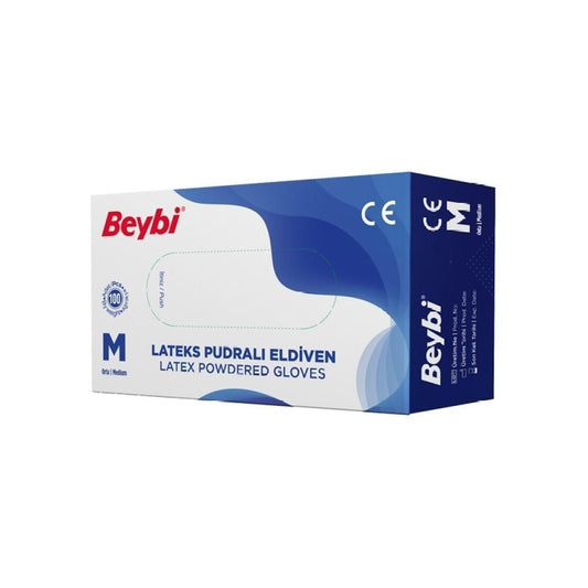 Beybi Latex Gloves - Protective, Hygienic, and Comfortable for Professionals - Medium Size, 100 Count