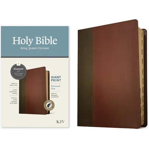 KJV Personal Size Giant Print Bible, Filament Enabled Edition (Leatherlike, Brown/Mahogany, Indexed) - Imitation Leather