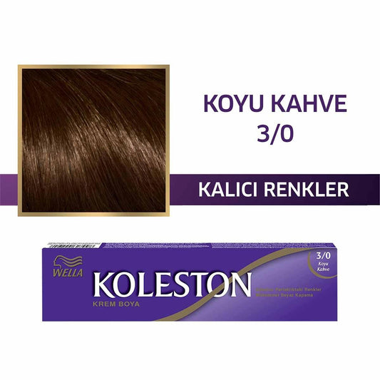 Wella Koleston Single Tüp Boya 3/0 Koyu Kahve - Dark Brown Hair Dye for Gray Coverage