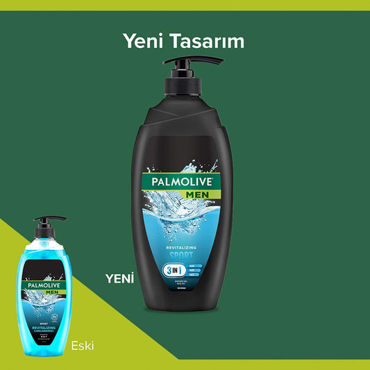 Palmolive Men Sport 3-in-1 Shower Gel for Body, Hair, and Face - Refreshing Masculine Scent