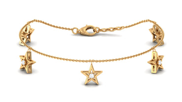 Certified Diamond Star Charm Bracelet For Women