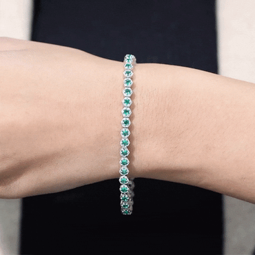Certified Lab Grown Emerald Hexagon Tennis Bracelet for Women