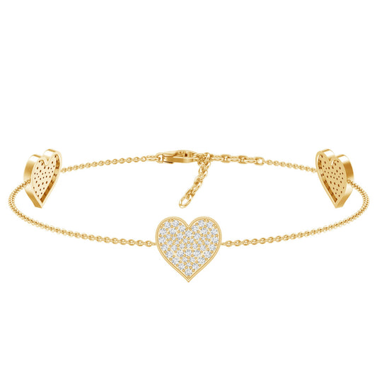 Pave Set Lab Grown Diamond Heart Bracelet for Women