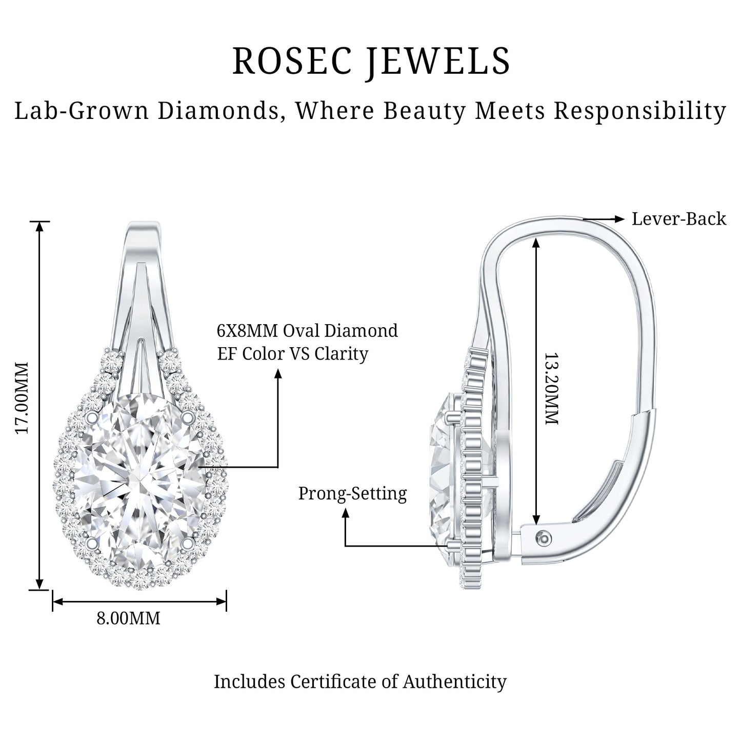 Certified 2.5 Carat Lab Grown Diamond Halo Designer Earrings