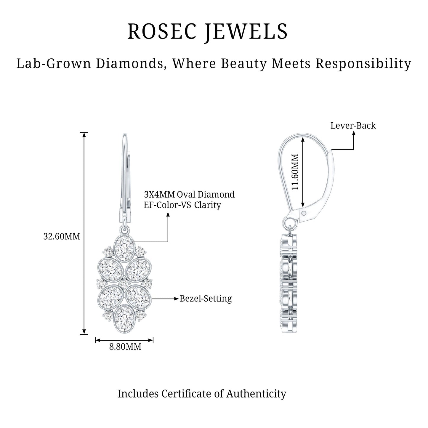 Certified Lab Grown Diamond Designer Drop Earrings