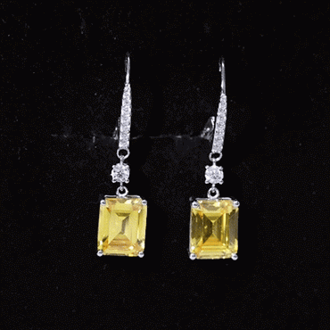 Certified 5.5 Carat Lab Grown Yellow Sapphire Teardrop Dangle Earrings for Women