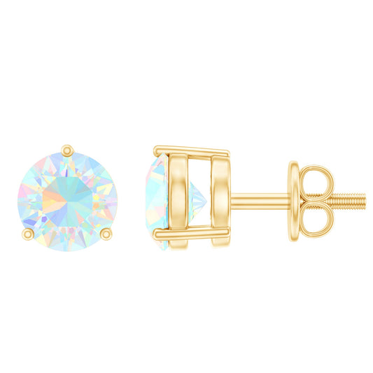 Minimalist Ethiopian Opal Solitaire Stud Earrings