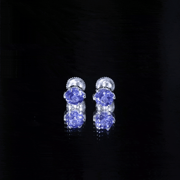 1 Carat Round Cut Tanzanite Solitaire Stud Earrings for Women
