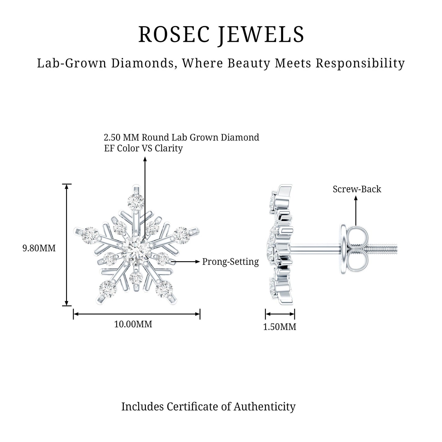 Lab Grown Diamond Icy Snowflake Earrings