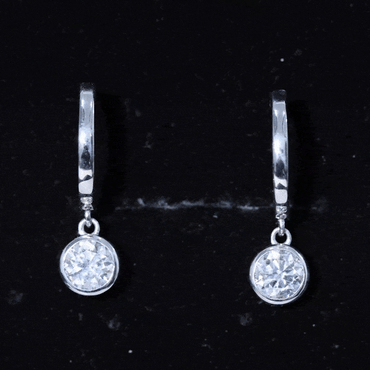 Bezel Set Lab Grown Diamond Drop Earrings for Women