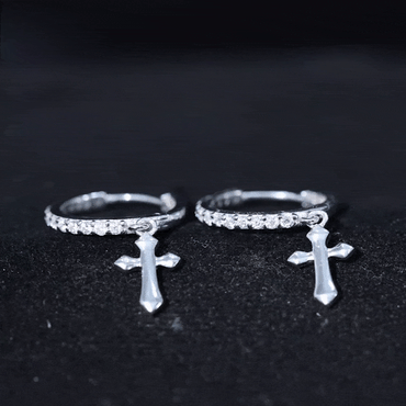 Lab Grown Diamond Holy Cross Hoop Drop Earrings For Women