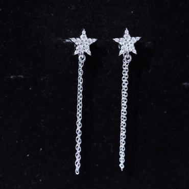 Certified Moissanite Star Chain Earrings For Women