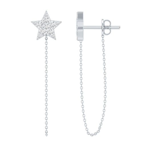 Certified Moissanite Star Chain Earrings For Women