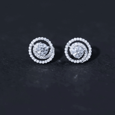 Sterling Silver Moissanite Swirl Stud Earrings for Women