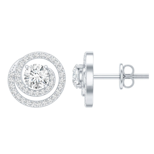 Sterling Silver Moissanite Swirl Stud Earrings for Women