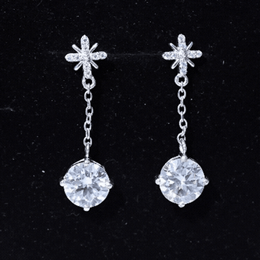 Floral Inspired 4.2 Carat Moissanite Dangling Earrings in Silver