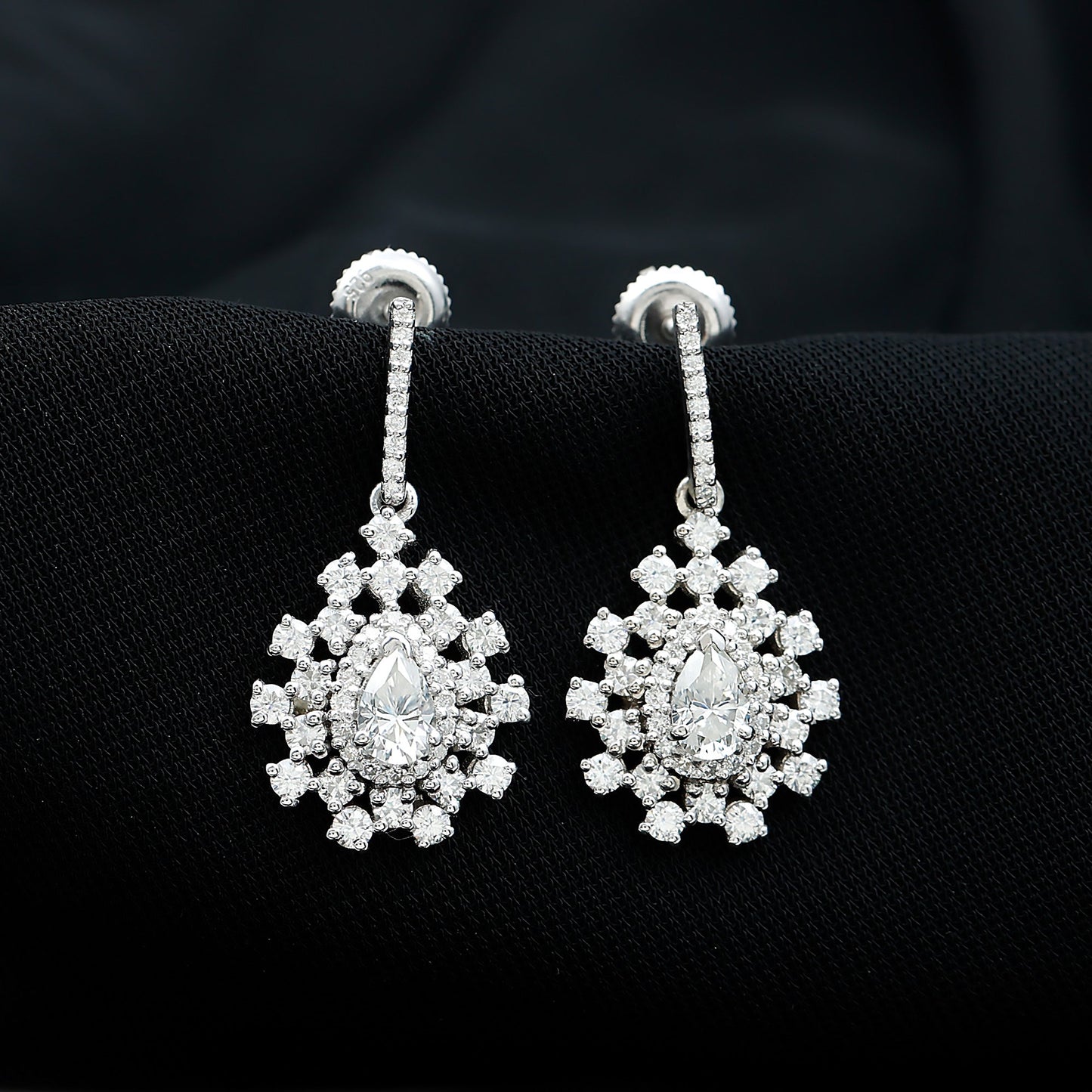 Certified Moissanite Statement Drop Earrings for Wedding