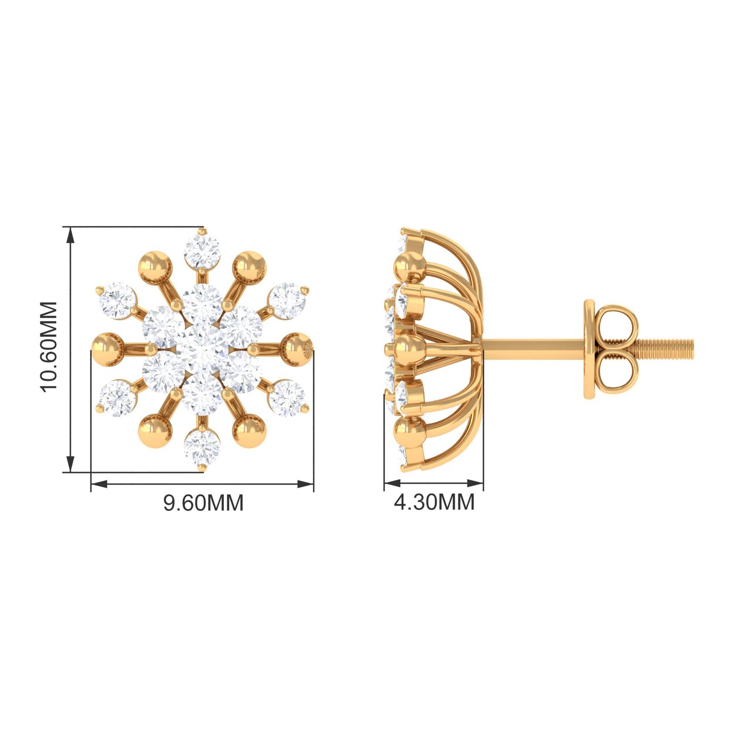 Moissanite Floral Cluster Stud Earrings