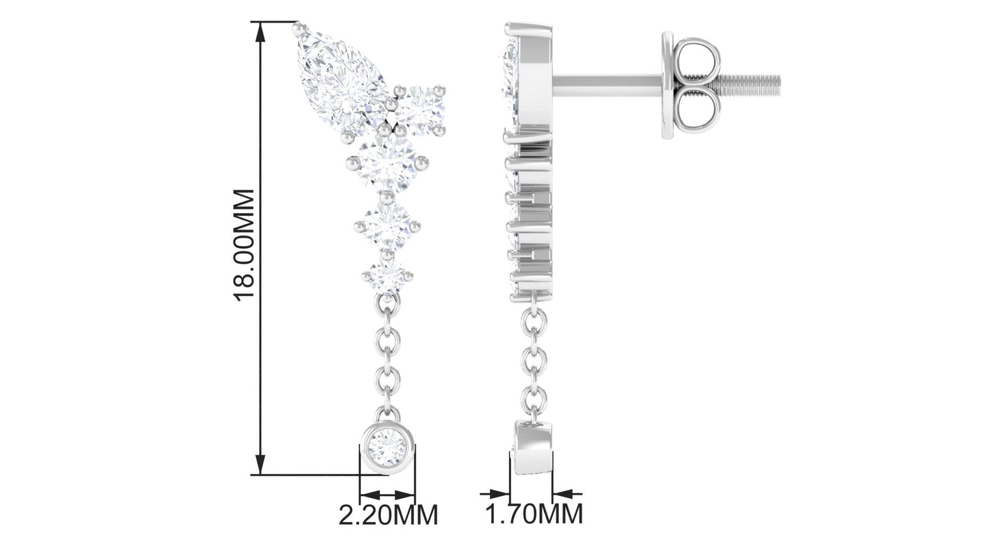 Certified Moissanite Chain Dangle Earrings