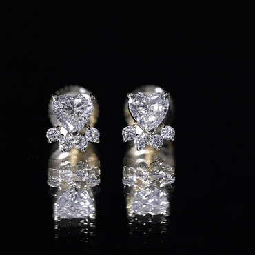 Natural Diamond Paw Stud Earrings for Women