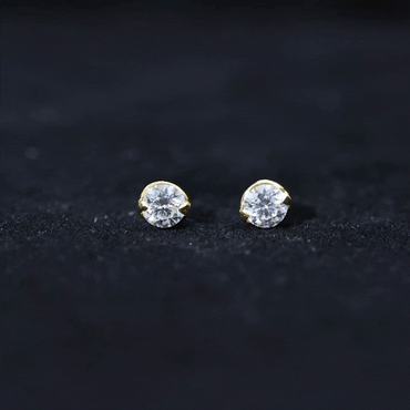 Minimalist 0.63 Carat Round Moissanite Solitaire Stud Earrings