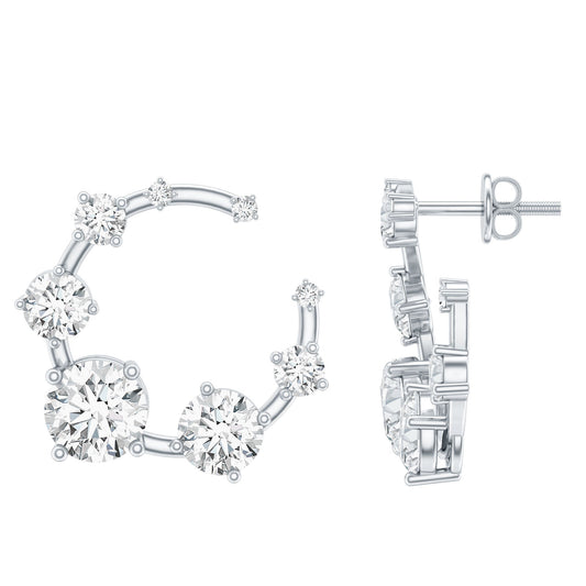 Cubic Zirconia Big Stud Earrings with Screw Backs